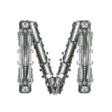 Alphabet technically, letter m Stock Illustration