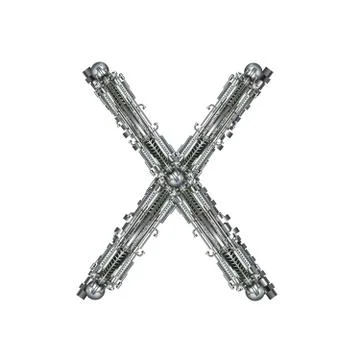 Alphabet technically, letter x Stock Illustration
