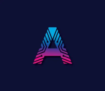 A Alphabet Technology Logo Design Concept 스톡 일러스트
