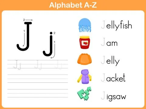 Alphabet Tracing Worksheet: Writing A-Z Stock Illustration