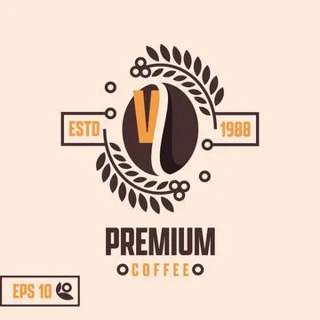 Alphabet V Coffee Logo Stock Illustration