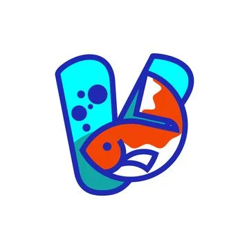 Alphabet V Fish Logo Stock Illustration