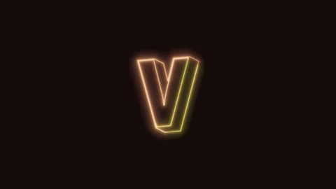 Alphabet V Neon Text Seamless Loop with Black Background 4K Video stock 311433349