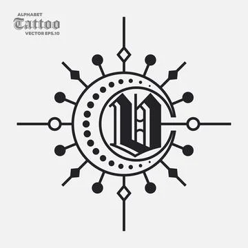 Alphabet V Tattoo Logo Stock Illustration