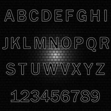 Alphabet, vector background-brick wall. Stock Illustration
