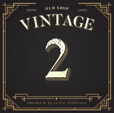 Alphabet Vector Font. Number with Classy Stylish Background Stock Illustration