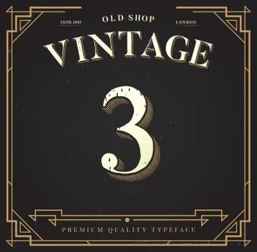 Alphabet Vector Font. Number with Classy Stylish Background Illustrazione stock
