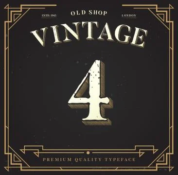 Alphabet Vector Font. Number with Classy Stylish Background Stock Illustration