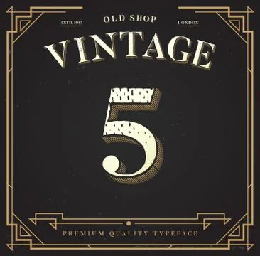 Alphabet Vector Font. Number with Classy Stylish Background Stock Illustration