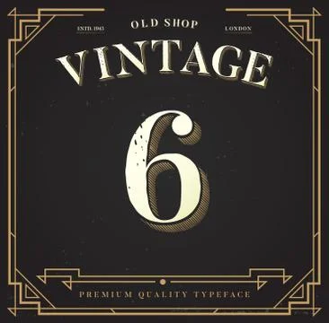 Alphabet Vector Font. Number with Classy Stylish Background Illustrazione stock