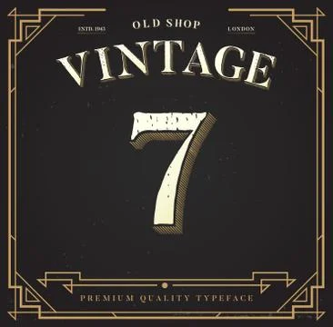 Alphabet Vector Font. Number with Classy Stylish Background Stock Illustration