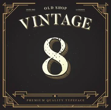 Alphabet Vector Font. Number with Classy Stylish Background Stock Illustration