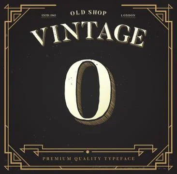 Alphabet Vector Font. Number with Classy Stylish Background Stock Illustration