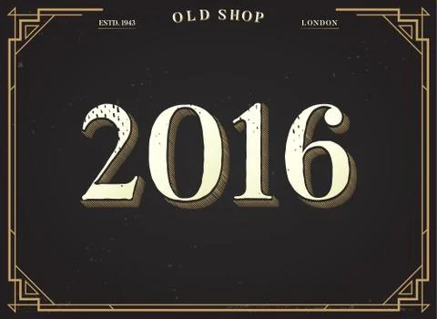 Alphabet Vector Font. Numbers 2016 with Classy Stylish Background Stock Illustration