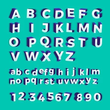 Alphabet vector set 3D bold font. Flat design Illustrate. Stock Illustration