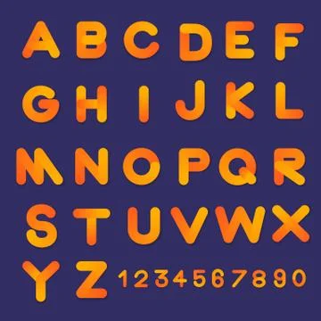 Alphabet vector set 3D bubble font style gradient colors. Flat design Illustr Stock Illustration