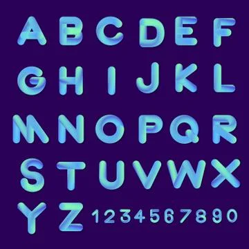 Alphabet vector set 3D bubble font style gradient colors. Flat design Illustr Stock Illustration