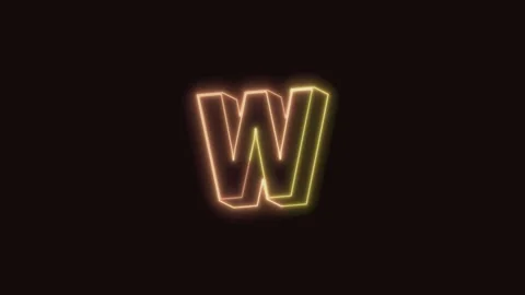 Alphabet W Neon Text Seamless Loop with Black Background 4K Video stock 311433390