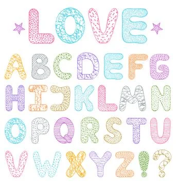 Alphabet on white background. Stock Illustration