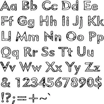Alphabet,collection letters. Structural, textured text. Illustrazione stock