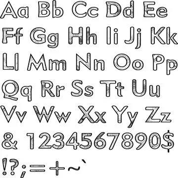 Alphabet,collection letters. Structural, textured text. Stock Illustration