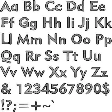 Alphabet,collection letters. Structural, textured text. Stock Illustration