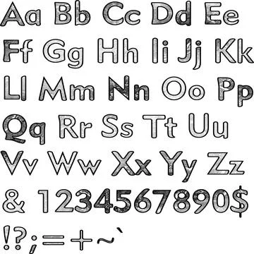 Alphabet,collection letters. Structural, textured text. Stock Illustration