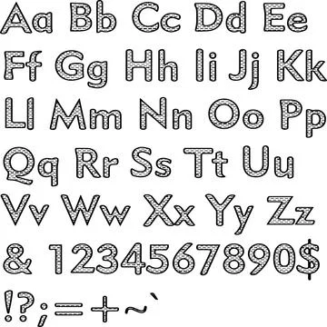 Alphabet,collection letters. Structural, textured text. Stock Illustration