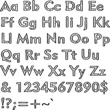 Alphabet,collection letters. Structural, textured text. Illustrazione stock