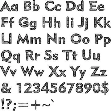 Alphabet,collection letters. Structural, textured text. Stock Illustration