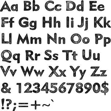 Alphabet,collection letters. Structural, textured text. Stock Illustration
