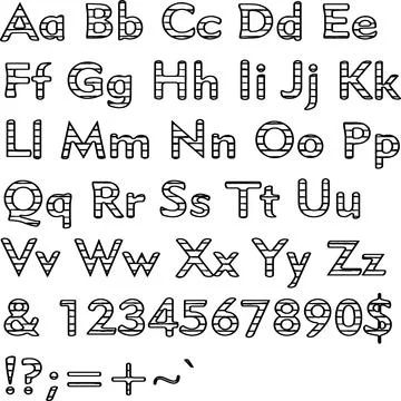 Alphabet,collection letters. Structural, textured text. Stock Illustration
