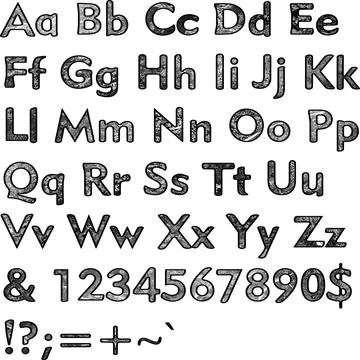 Alphabet,collection letters. Structural, textured text. Stock Illustration