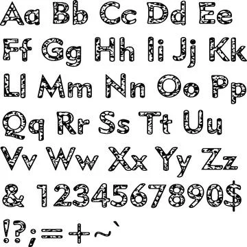 Alphabet,collection letters. Structural, textured text. Stock Illustration