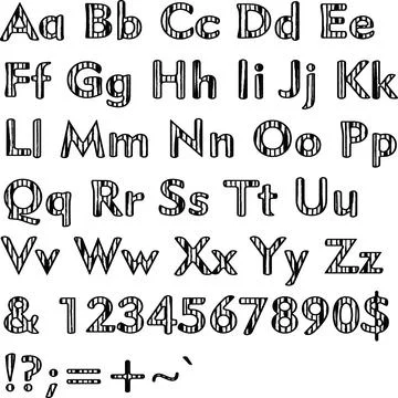 Alphabet,collection letters. Structural, textured text. Illustrazione stock