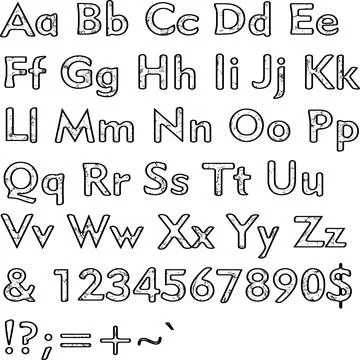 Alphabet,collection letters. Structural, textured text. Stock Illustration
