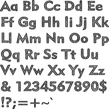 Alphabet,collection letters. Structural, textured text. Stock Illustration