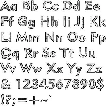 Alphabet,collection letters. Structural, textured text. Illustrazione stock