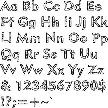 Alphabet,collection letters. Structural, textured text. Stock Illustration