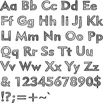 Alphabet,collection letters. Structural, textured text. Illustrazione stock