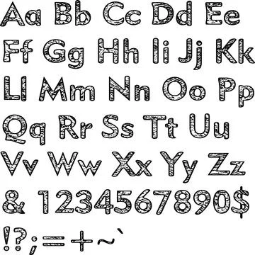 Alphabet,collection letters. Structural, textured text. Illustrazione stock
