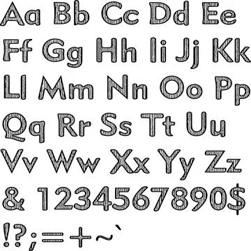 Alphabet,collection letters. Structural, textured text. Stock Illustration