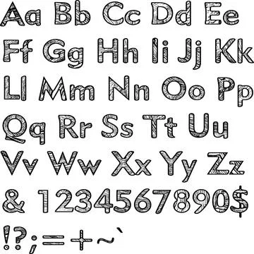 Alphabet,collection letters. Structural, textured text. Stock Illustration