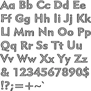 Alphabet,collection letters. Structural, textured text. Illustrazione stock