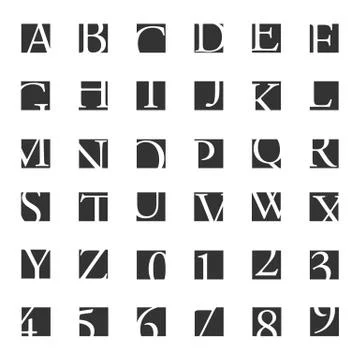 Alphabetic fonts and numbers Stock Illustration