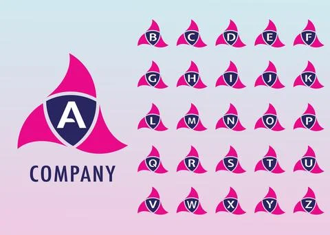 Alphabetic Logo Design Template, Ninja Security Logo Concept, Company, Pink.. Stock Illustration
