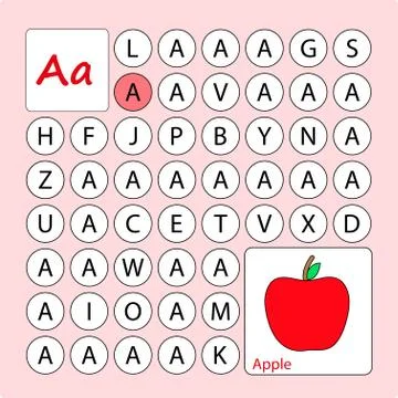 Alphabetical PUZZLE, labyrinth. Learning a letter . Task -  Go by the pointed Stock Illustration