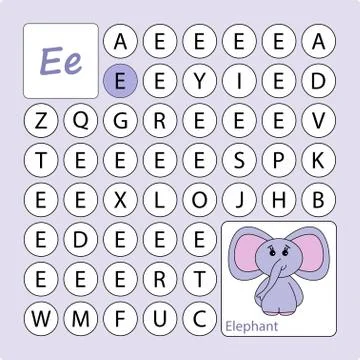 Alphabetical PUZZLE, labyrinth. Learning a letter . Task -  Go by the pointed Stock Illustration