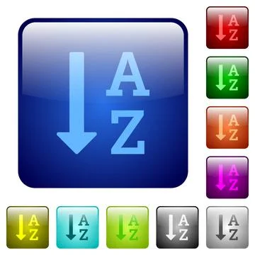 Alphabetically ascending ordered list color square buttons Stock Illustration