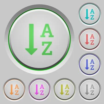 Alphabetically ascending ordered list push buttons Stock Illustration